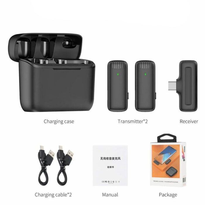 NEW J13 Type-C Dual Activate Noise Cancellation Wireless Microphone with Charging Case - Image 3