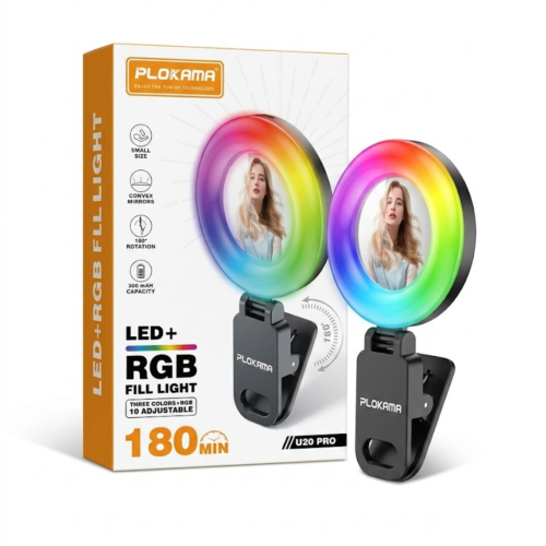 Plokama U20 Pro RGB Mini Selfie Led Light With Mirror